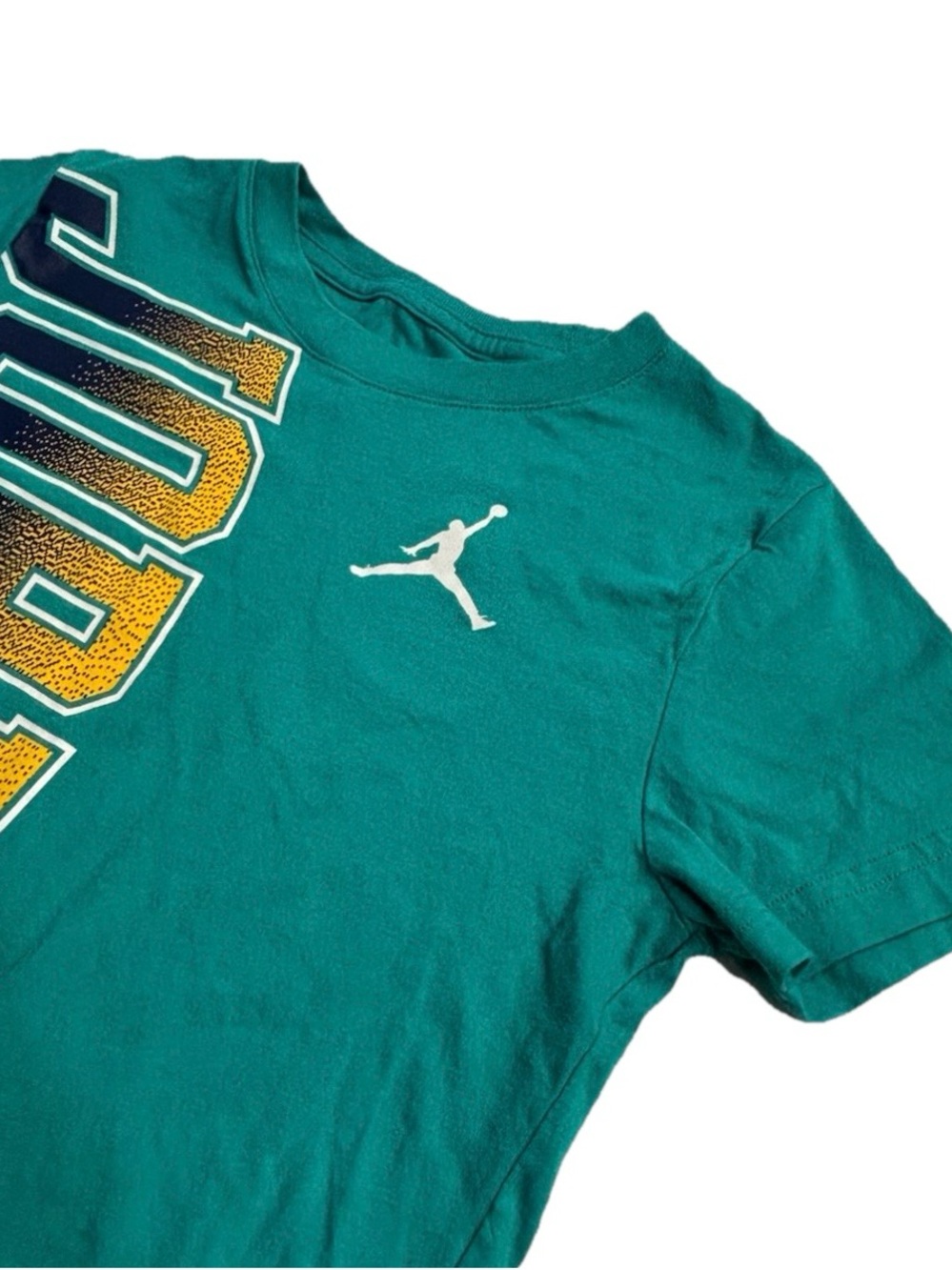 Jordan Boys Jumpman Logo Graphic Print T-Shirt Teal Size 7 Cotton Crewneck - Picture 2 of 7